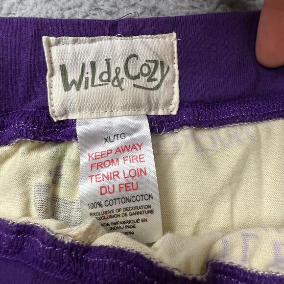 Wild and Cozy Sleep Shorts Women's XL Cream and Purple Huckleberry Pajama Bottom - Picture 6 of 10